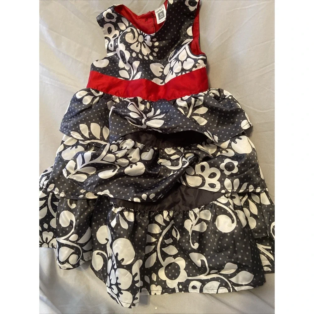 Carter Toddler 3T Sleeveless Ruffle Dress With Red Bow. Adorable Super Cute‎